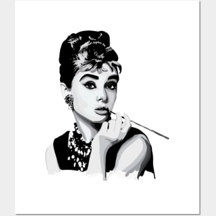 Hepburn black and white Posters and Art